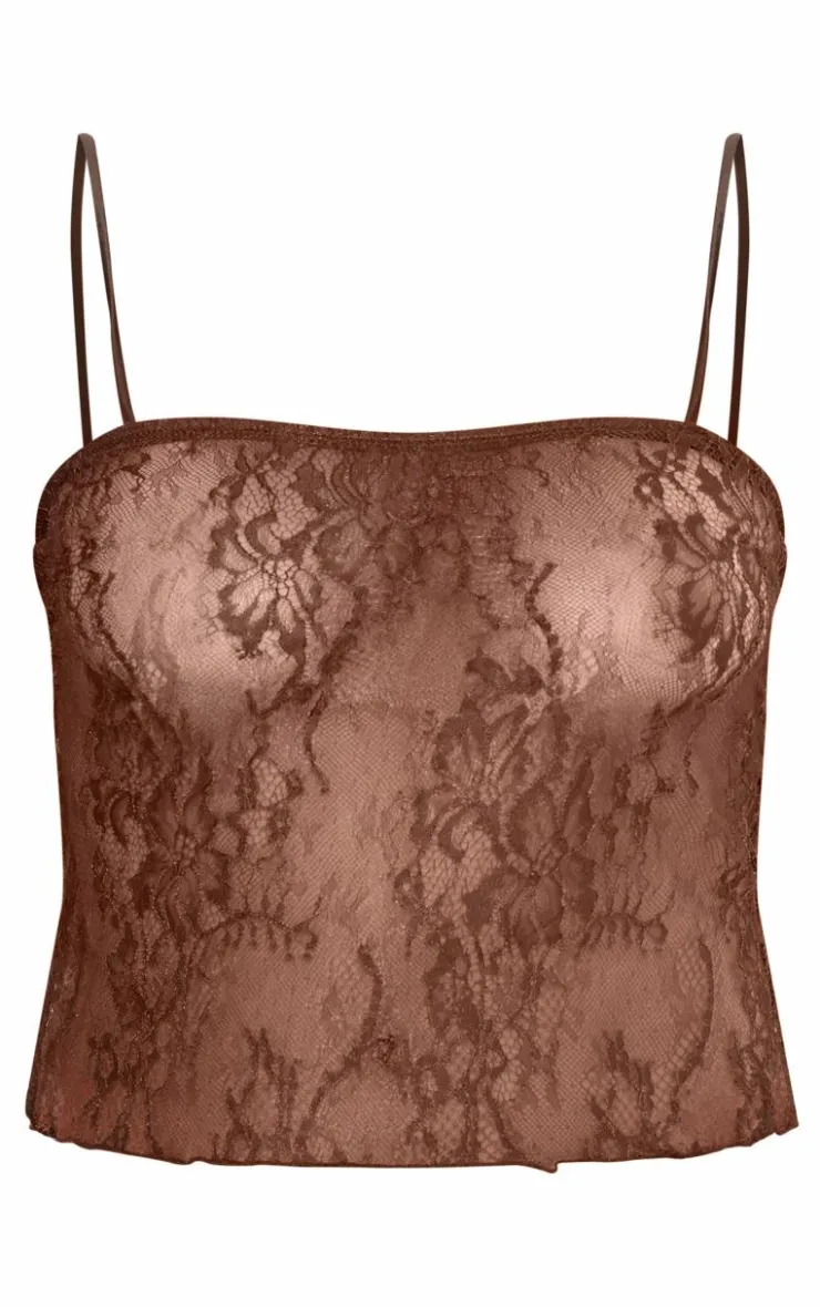 Lace Spaghetti Strap Cami Top-PrettyLittleThing Sale