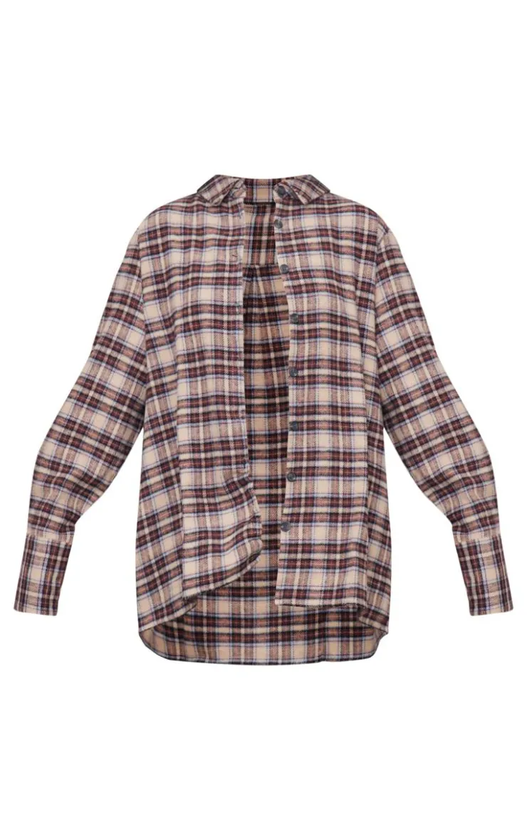 PrettyLittleThing Shirts*Oversized Flannel Shirt