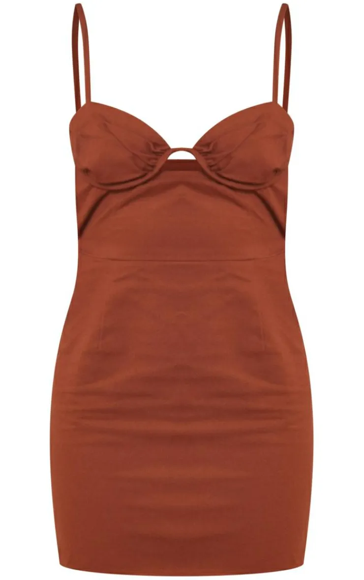 Twill Ruched Cup Cut Out Bodycon Dress-PrettyLittleThing Hot
