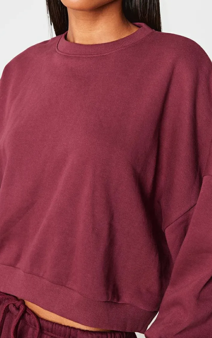 Burgundy Boxy Oversized Sweatshirt