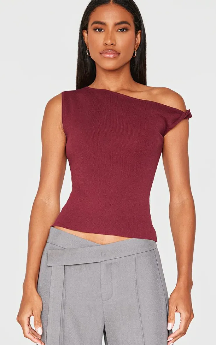 PrettyLittleThing Knitted Tops*Fine Knit Twist Neck Vest Top