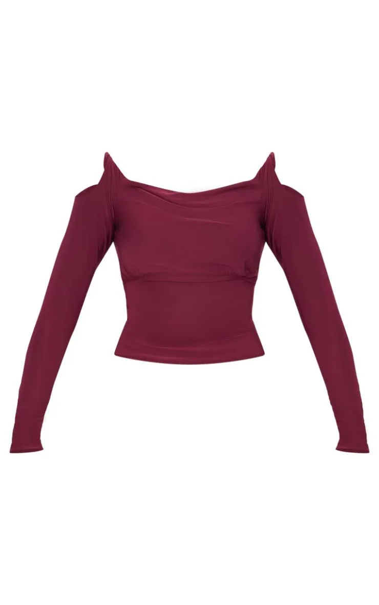 PrettyLittleThing Blouses*Slinky Twist Shoulder Detail Cut Out Top