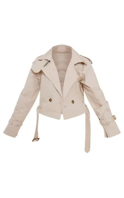 PrettyLittleThing Trench Coats*Belted Hem Cropped Trench Coat
