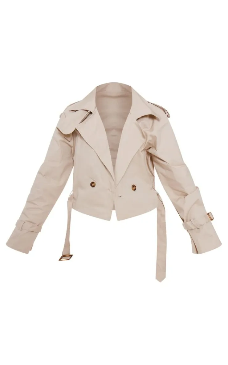 PrettyLittleThing Trench Coats*Belted Hem Cropped Trench Coat