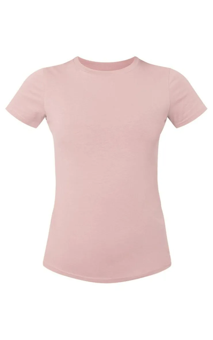 PrettyLittleThing T-Shirts*Basic Cotton Blend Fitted Crew Neck T Shirt
