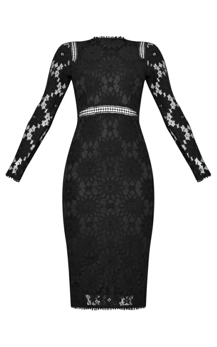 Caris Long Sleeve Lace Bodycon Dress-PrettyLittleThing Online