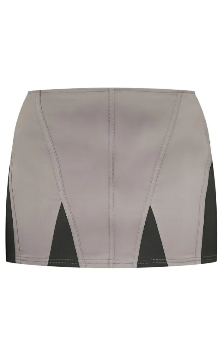 PrettyLittleThing Cargo Contrast Panel Micro Mini Skirt Charcoal