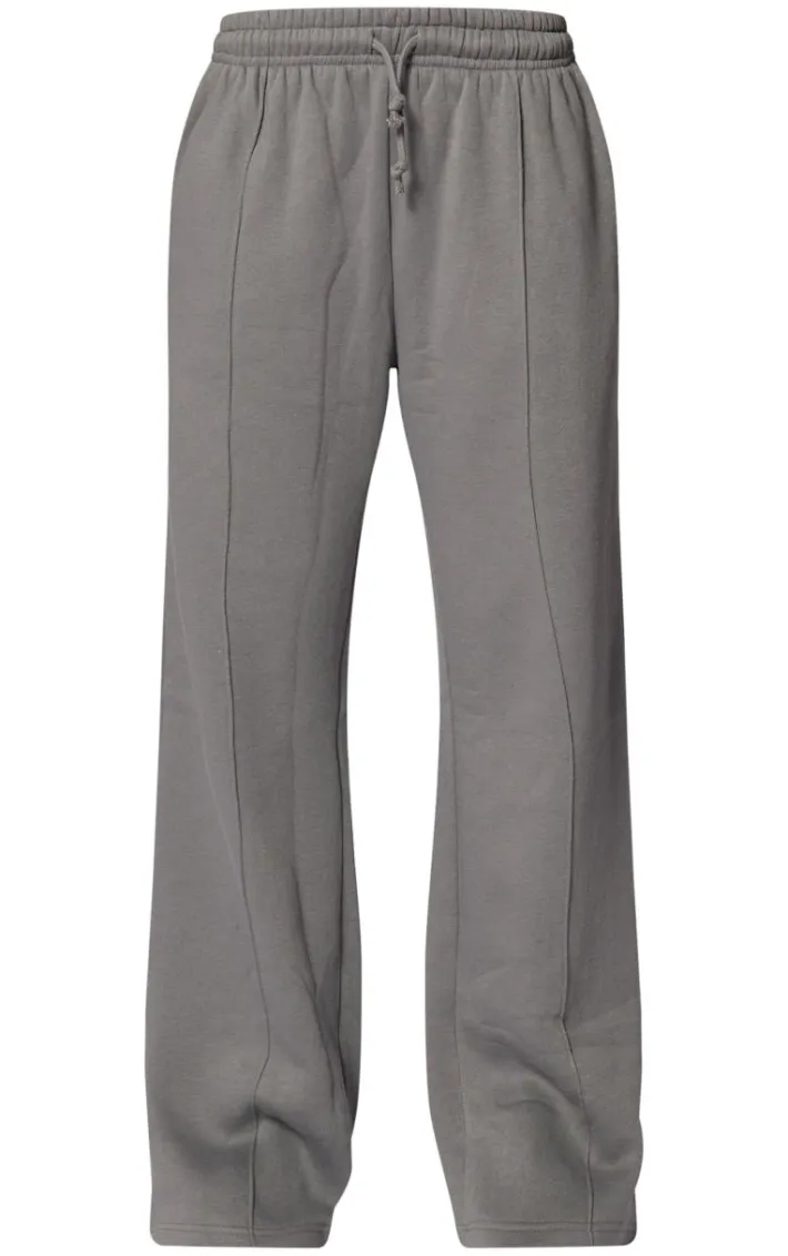 Charcoal Pintuck Drawstring Straight Leg Leg Sweatpants