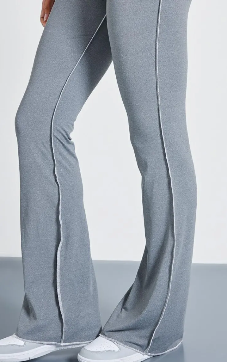 Clearance PrettyLittleThing Seam Detail Mid Rise Skinny Flared Pants Charcoal