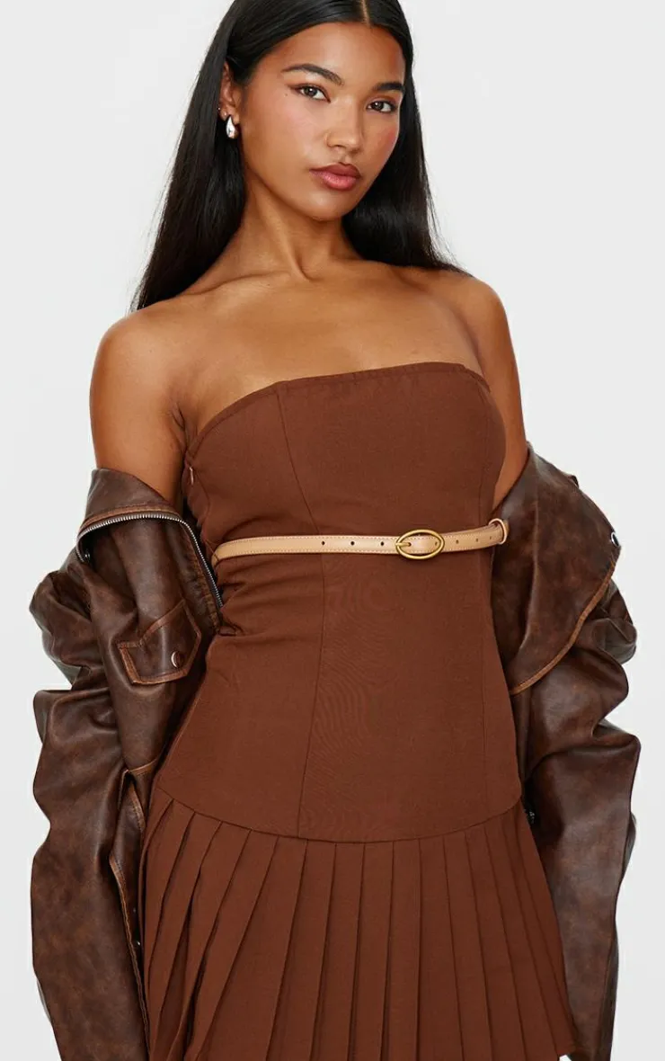 Belted Pleated Skirt Bodycon Dress-PrettyLittleThing Sale