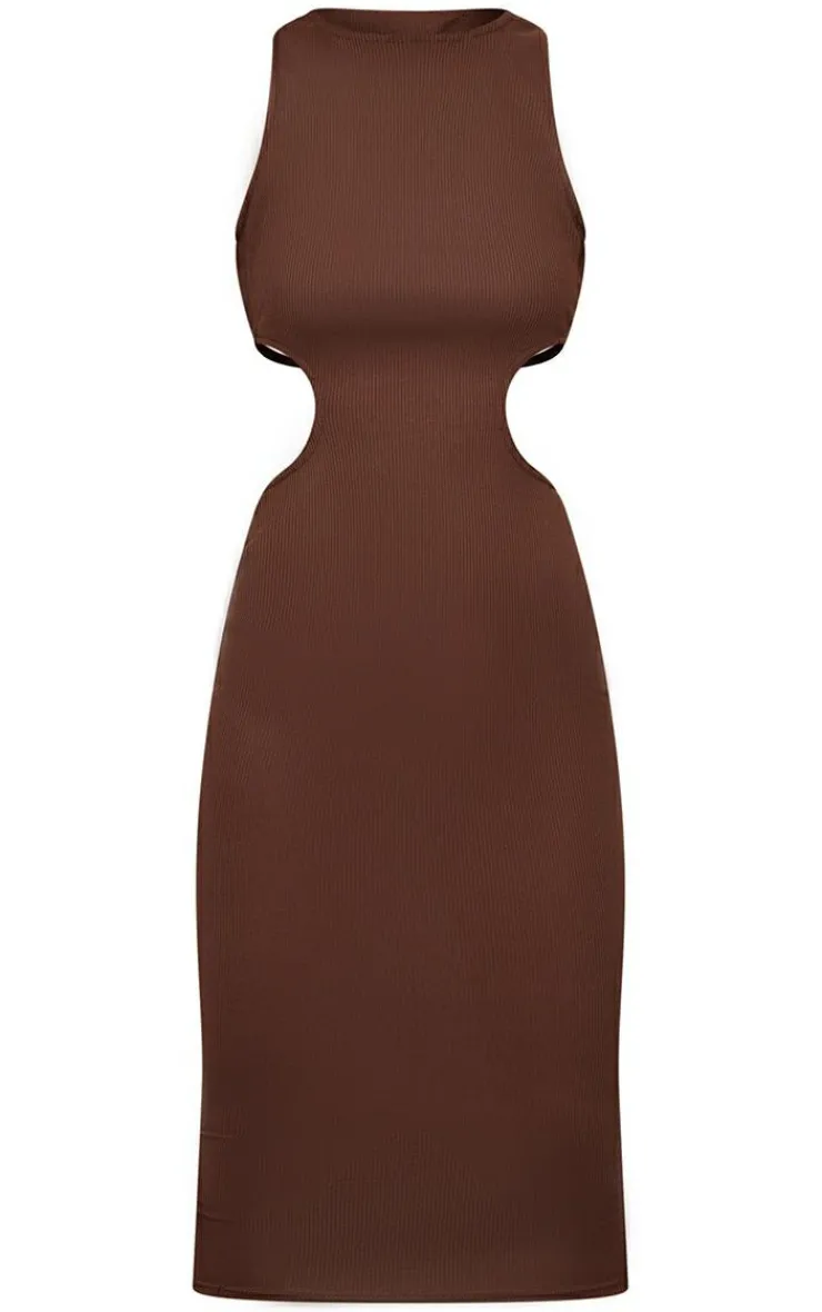 Rib Cut Out Side Midi Dress-PrettyLittleThing Discount