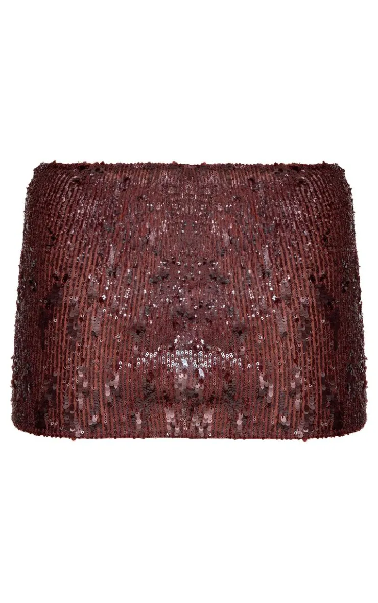 Clearance PrettyLittleThing Sequin Mini Skirt Chocolate Brown