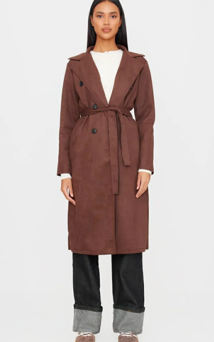 PrettyLittleThing Trench Coats*Faux Suede Trench Coat