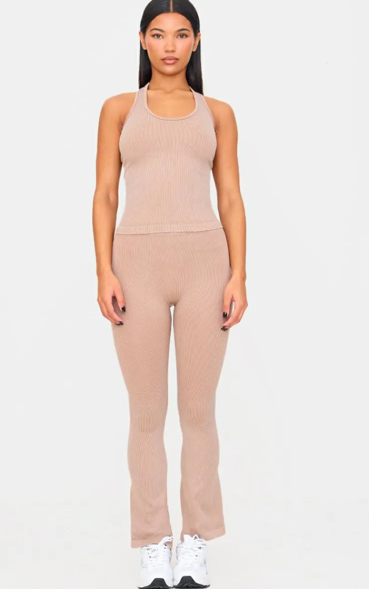 PrettyLittleThing Gym Wear*Acid Wash Seamless Rib Flare Yoga Pants