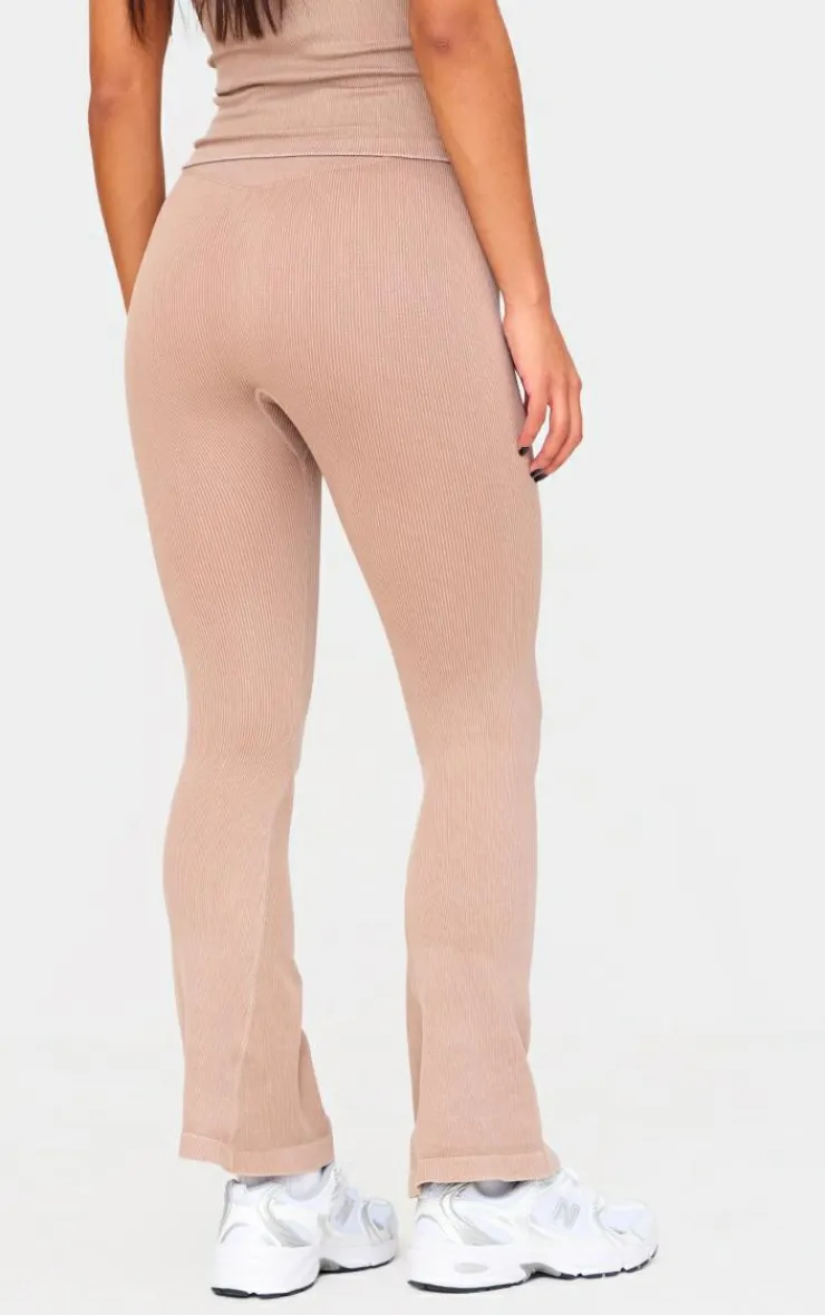PrettyLittleThing Gym Wear*Acid Wash Seamless Rib Flare Yoga Pants