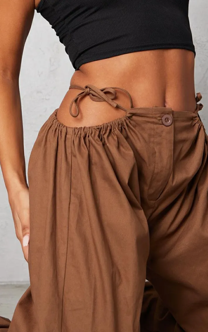 Chocolate Woven Cut Out Cargo Joggers