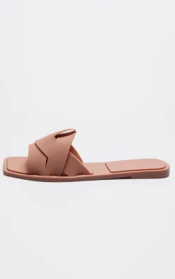 PrettyLittleThing Slides*Square Toe Rubber Cross Strap Slides