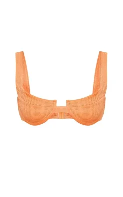 Coral Mini Crinkle Underwired Square Neck Bikini Top