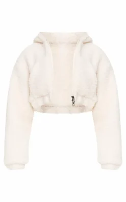 PrettyLittleThing Athletic Jackets*Borg Cropped Jacket