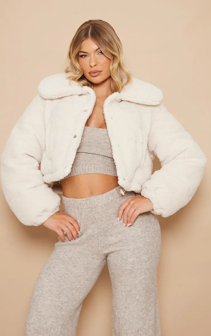 PrettyLittleThing Puffer Jackets*Borg Cropped Puffer Coat