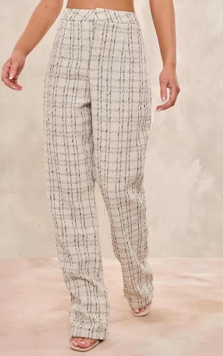 Best PrettyLittleThing Boucle High Waist Tailored Pants Cream