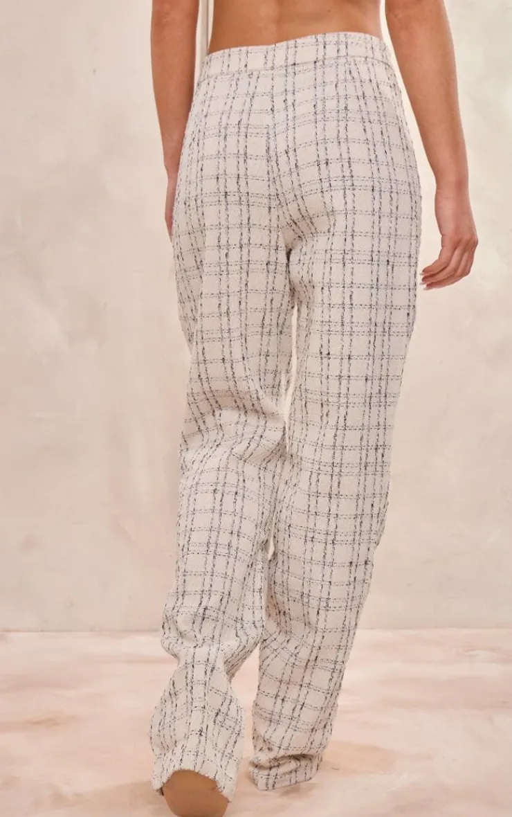 Best PrettyLittleThing Boucle High Waist Tailored Pants Cream