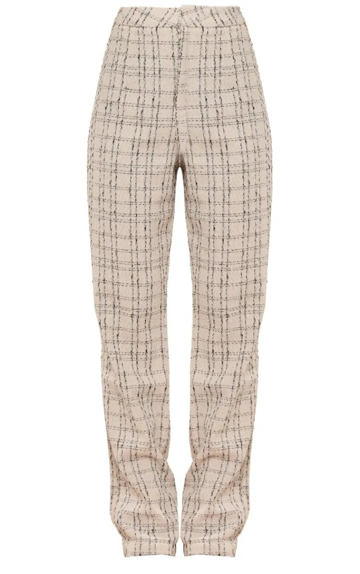 Best PrettyLittleThing Boucle High Waist Tailored Pants Cream