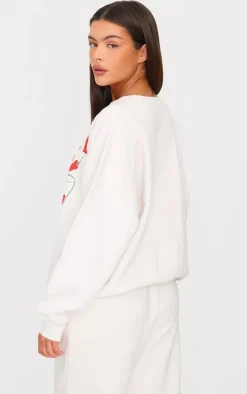 Cream Chilli Wine & Dine Printed Sweatshirt