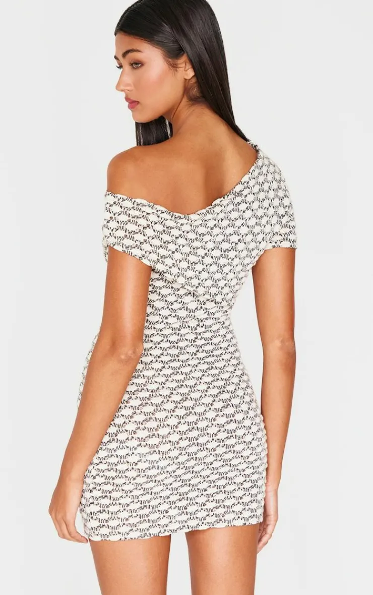Contrast Textured Asymmetric One Shoulder Bodycon Dress-PrettyLittleThing Discount