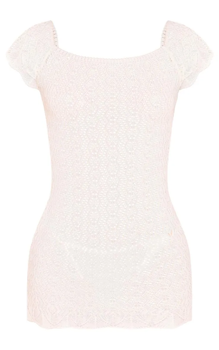Crochet Knit Square Neck Mini Dress-PrettyLittleThing Clearance