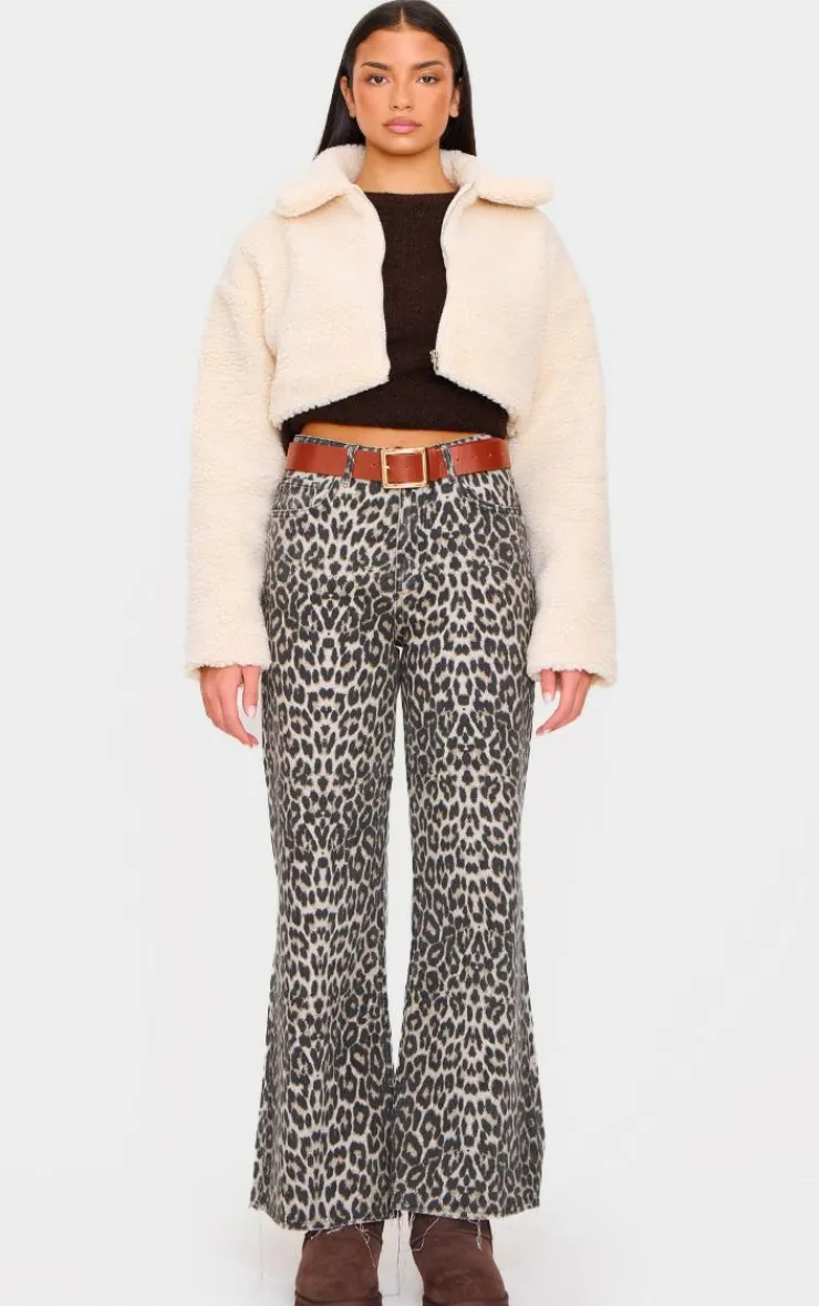 PrettyLittleThing Teddy Coats*Cropped Borg Zip Up Jacket