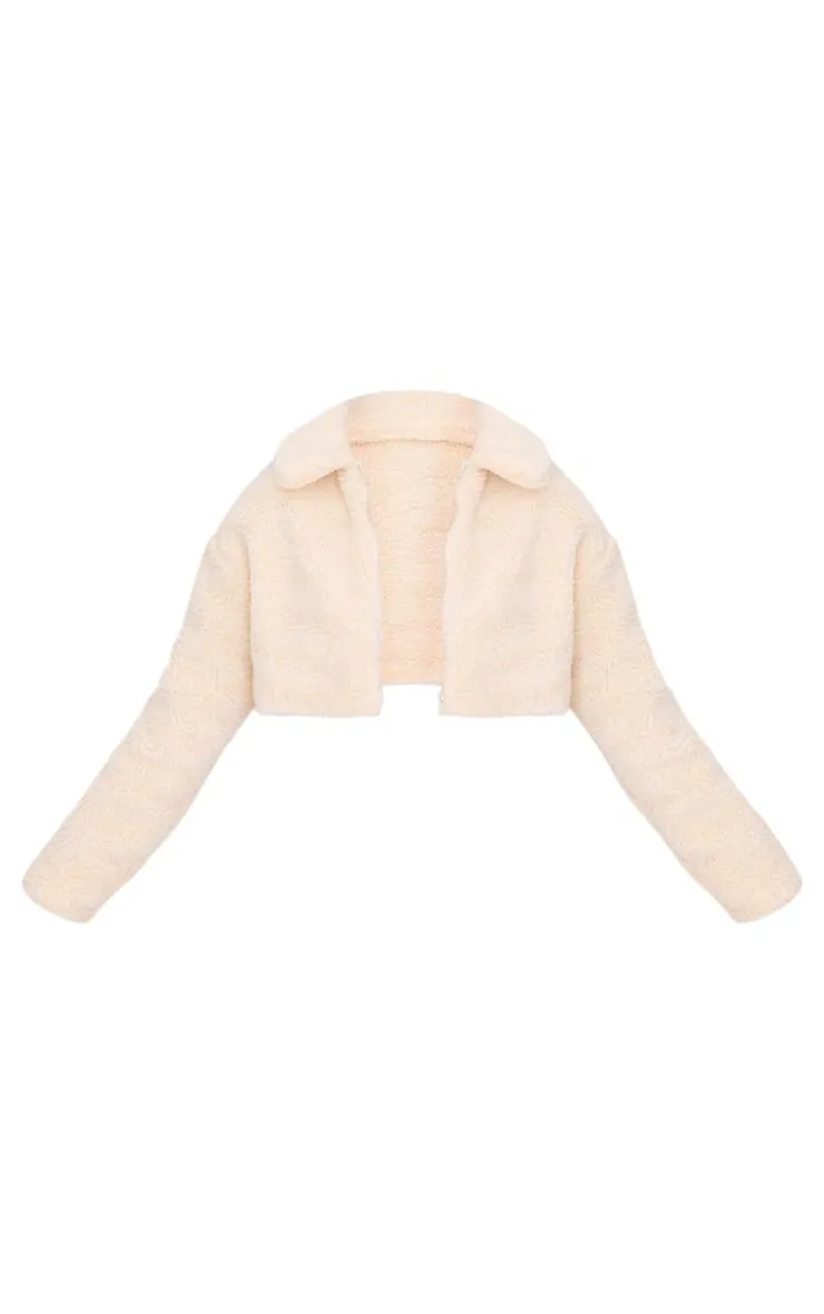 PrettyLittleThing Teddy Coats*Cropped Borg Zip Up Jacket