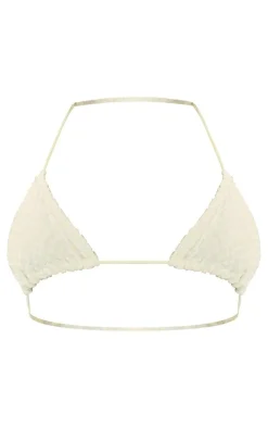 Cream Devore Triangle Bikini Top