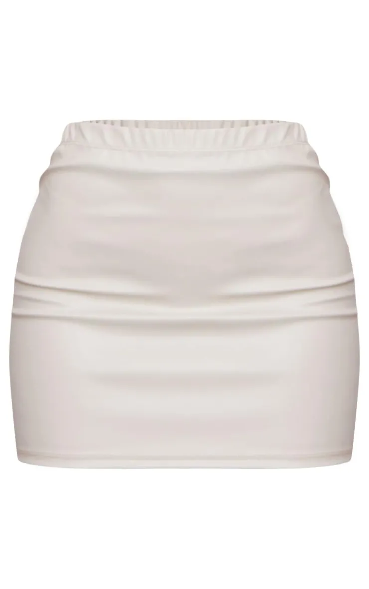 Discount PrettyLittleThing Faux Leather Micro Mini Skirt Cream