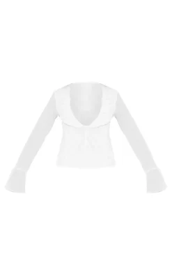 PrettyLittleThing Shirts*Frill Plunge Long Sleeve Frill Cuff Blouse