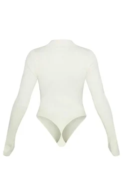 Cream Half Zip Knitted Bodysuit