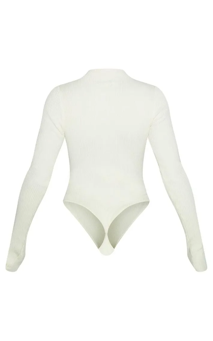 Cream Half Zip Knitted Bodysuit