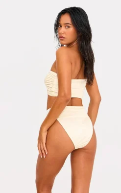 Hammered Trim High Waist Bikini Bottoms-PrettyLittleThing Outlet
