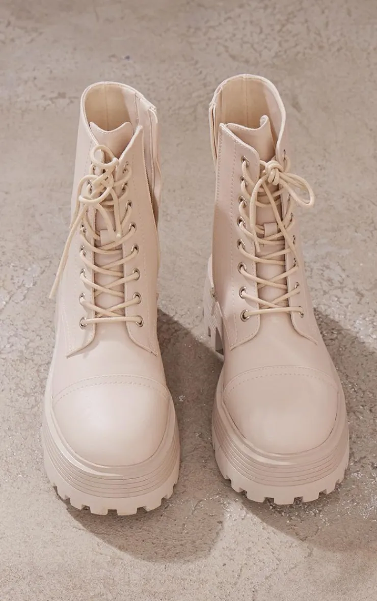 PrettyLittleThing Biker Boots*Lace Up Chunky Sole Combat Boots