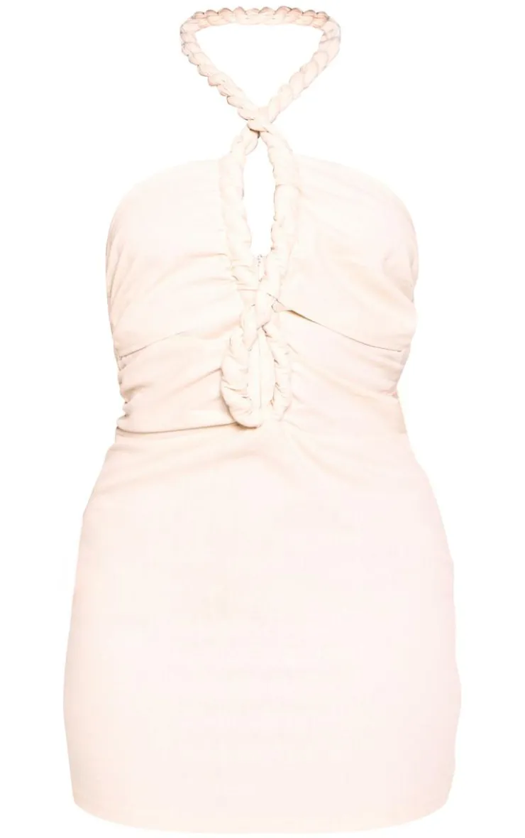 Linen Look Plait Detail Bodycon Dress-PrettyLittleThing Discount