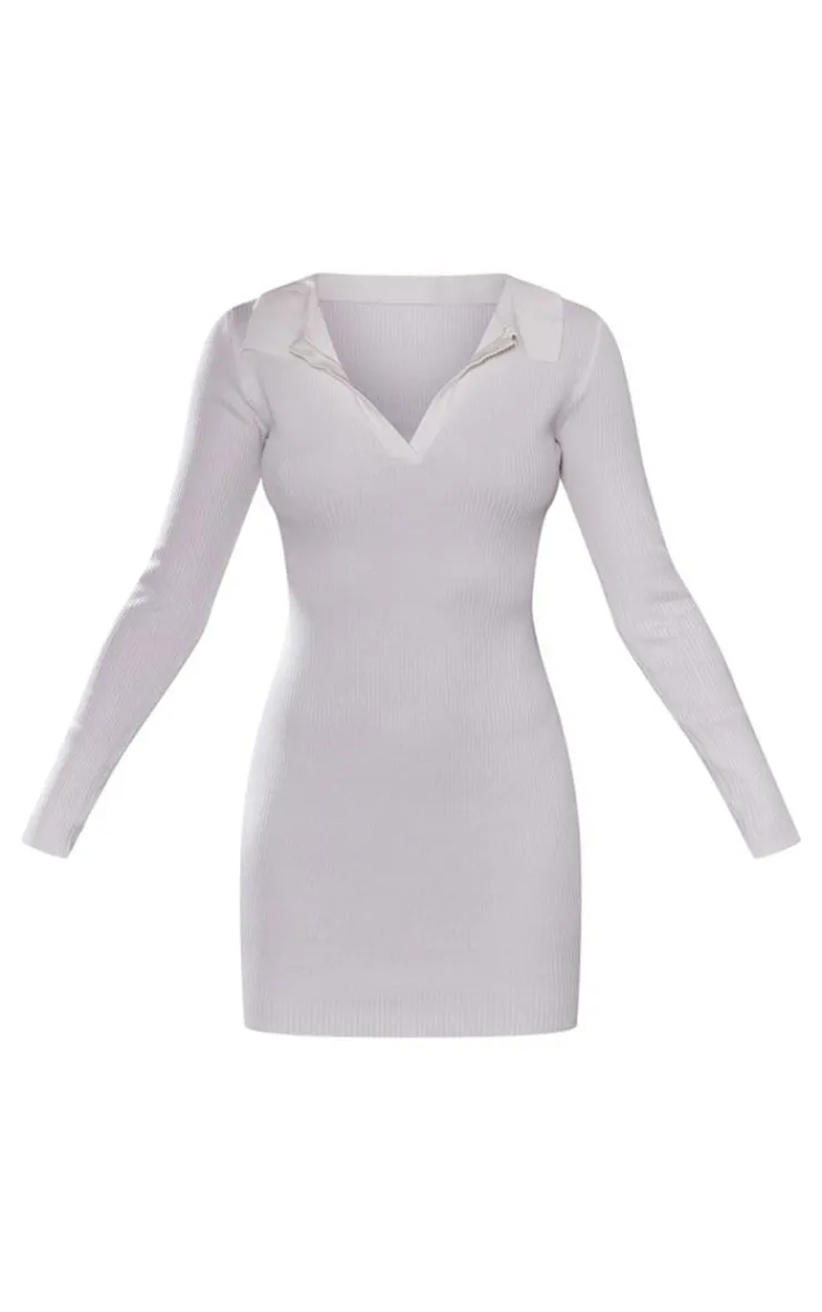 Long Sleeve Ribbed Knitted Bodycon Mini Dress-PrettyLittleThing Hot