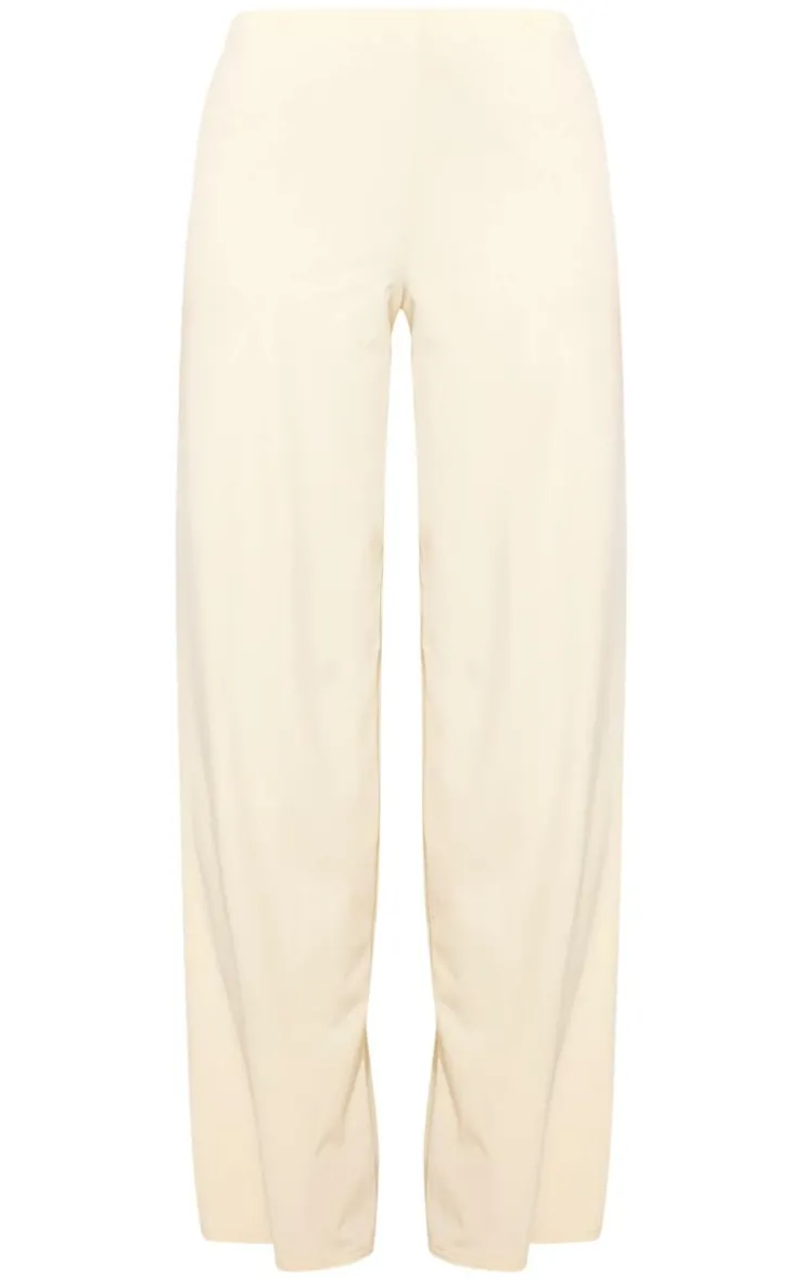Hot PrettyLittleThing Matte Sculpt High Waisted Wide Leg Pants Cream