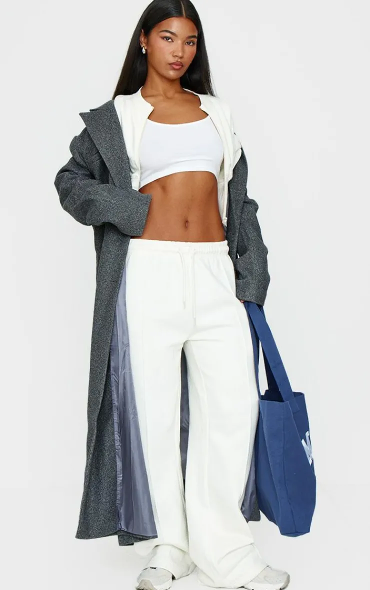 Outlet PrettyLittleThing Seam Detail Wide Leg Sweatpants Cream