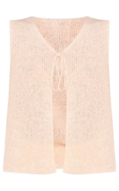 PrettyLittleThing Knitted Tops*Soft Glitter Knit Tie Front Vest