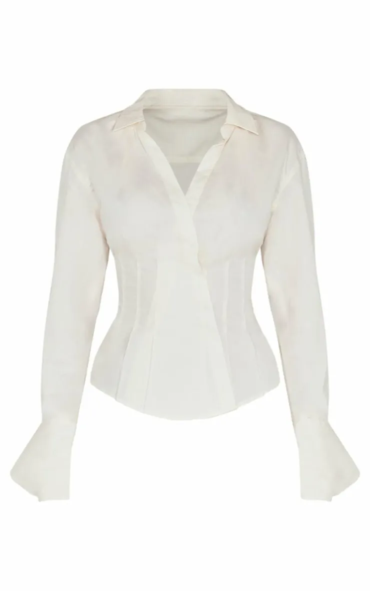 PrettyLittleThing Shirts*Striped Asymmetric Cinched Shirt