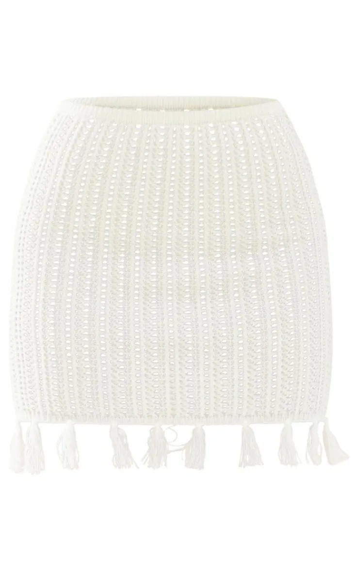 Tassel Crochet Low Waist Mini Skirt-PrettyLittleThing