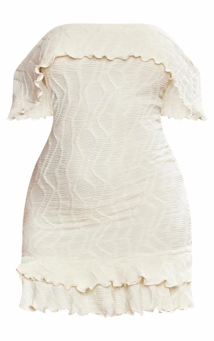 Textured Bardot Tiered Shift Dress-PrettyLittleThing Discount
