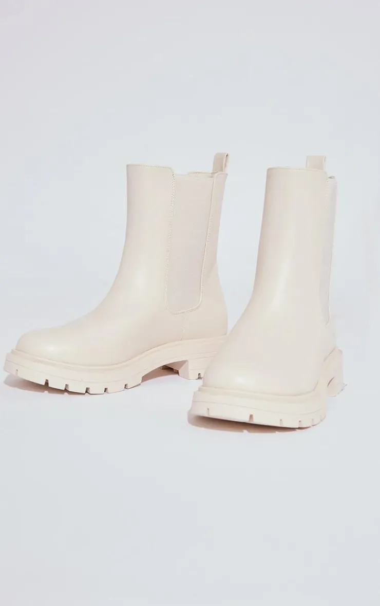 PrettyLittleThing Wide Fit Boots*Wide Fit Basic Pu Round Toe Chelsea Boots