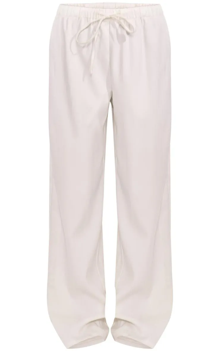 Discount PrettyLittleThing Wide Leg Tailored Pants Cream