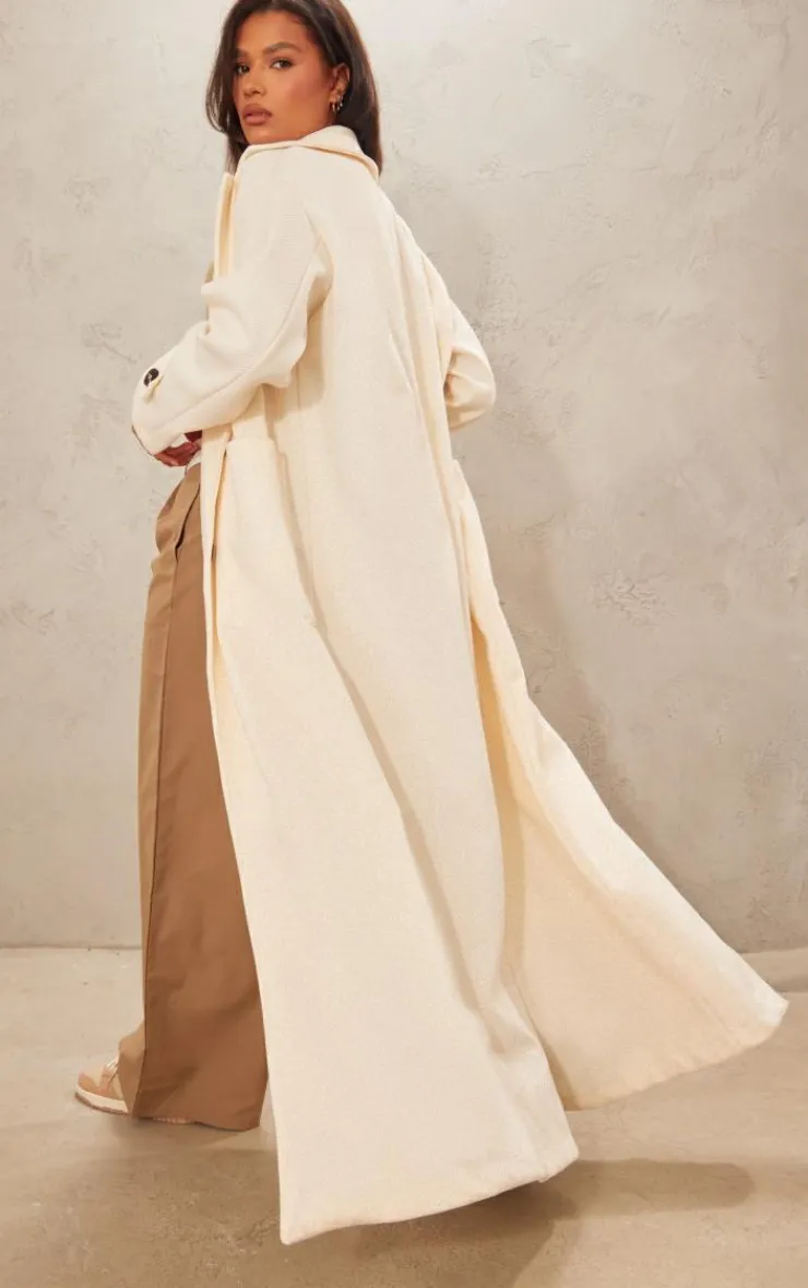 PrettyLittleThing Wool Coats*Wool Look Structured Pocket Detail Coat